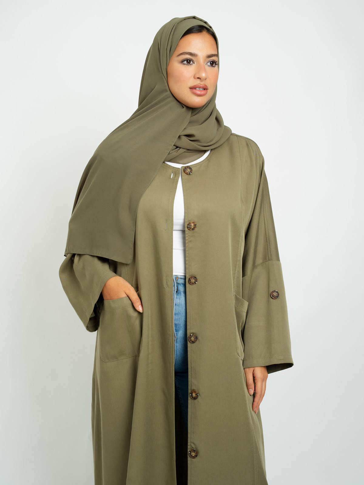 The Olive Hoodie-less Abaya