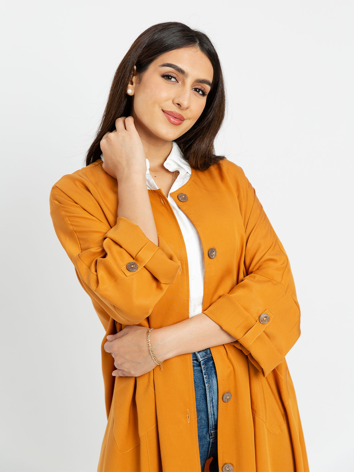 Orange - Hoodie-less Abaya