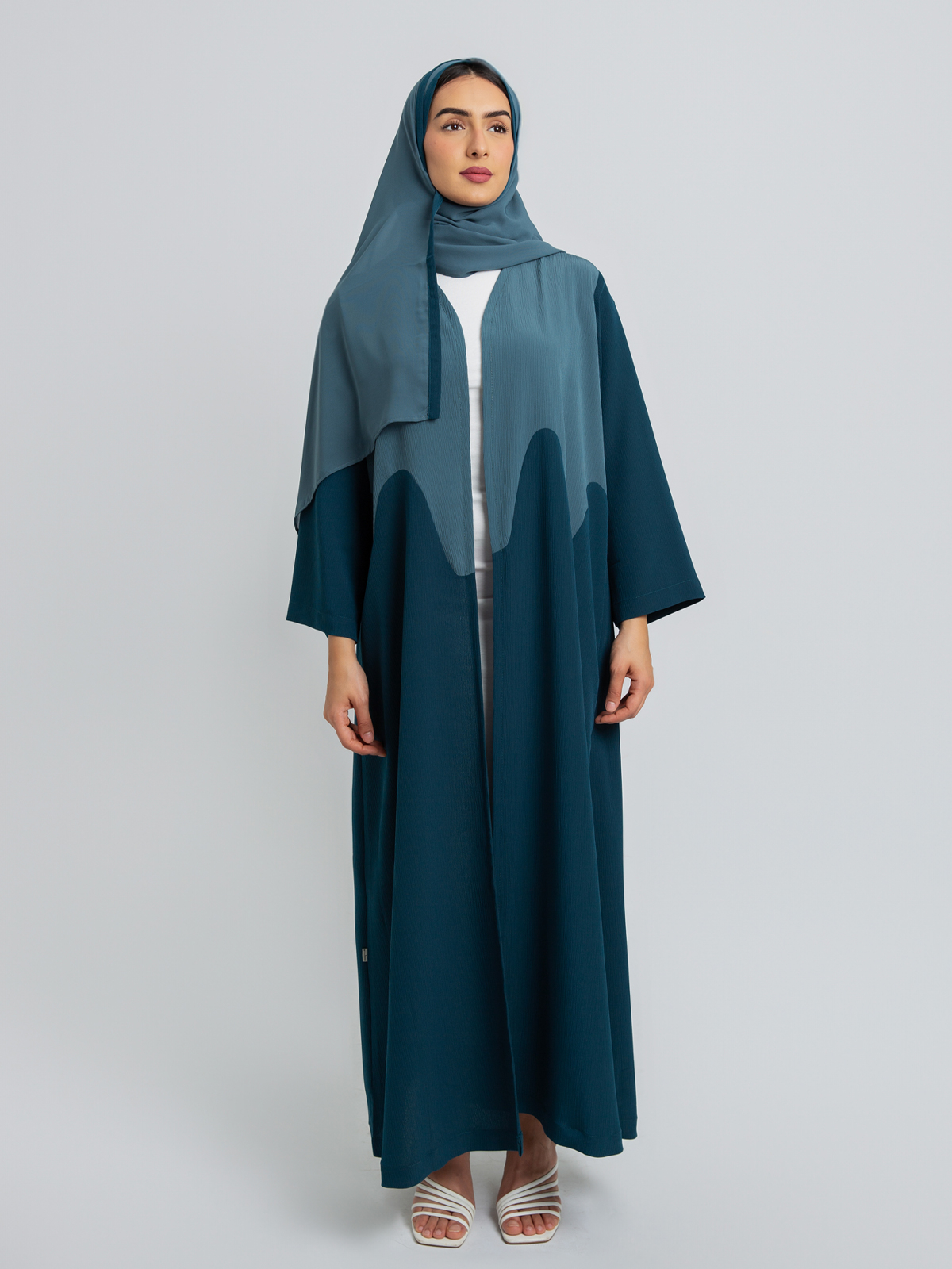 Teal Shades Wavy Abaya