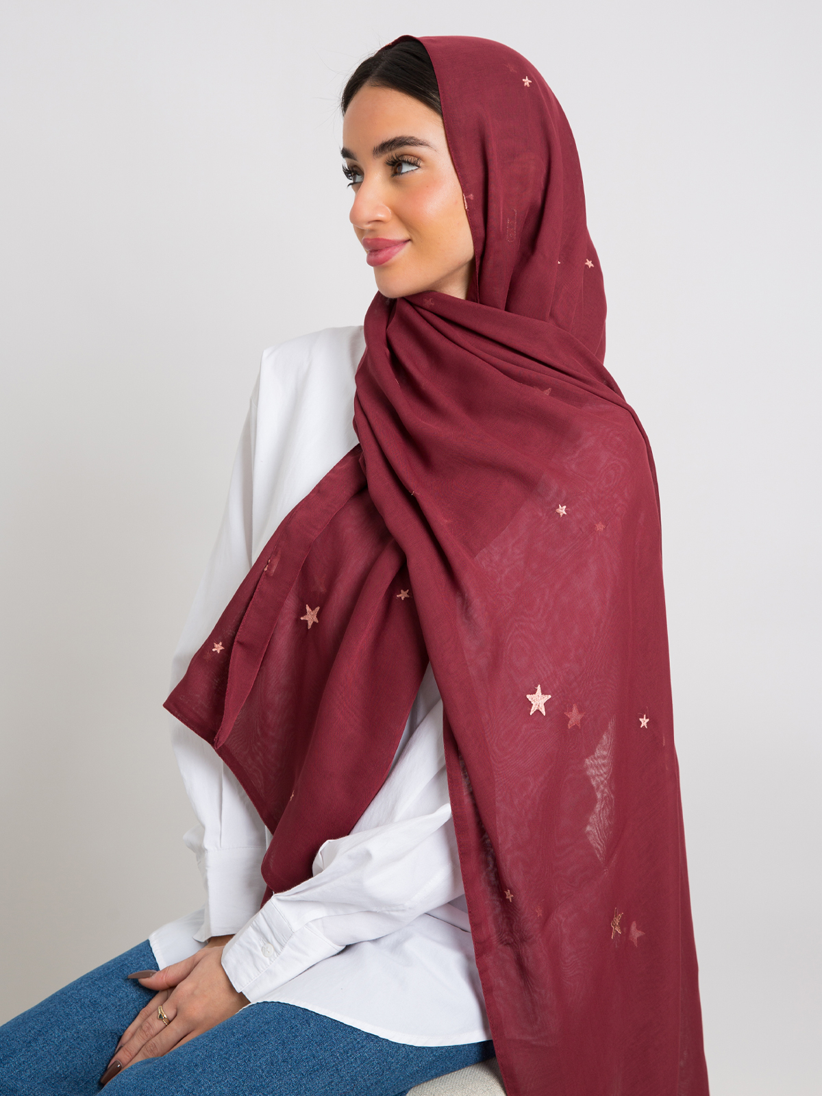 Two Layers Maroon Starry Sprinkle Tarha