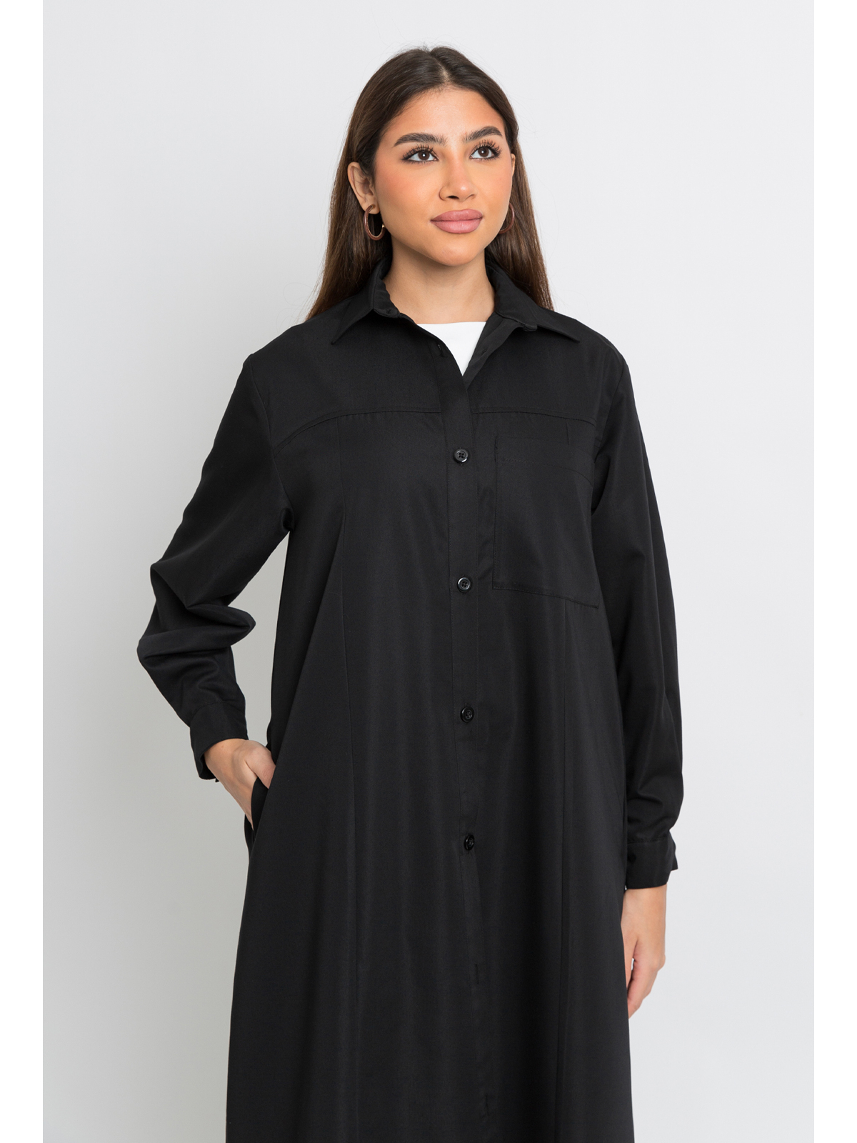 Black Regular Shirt Abaya