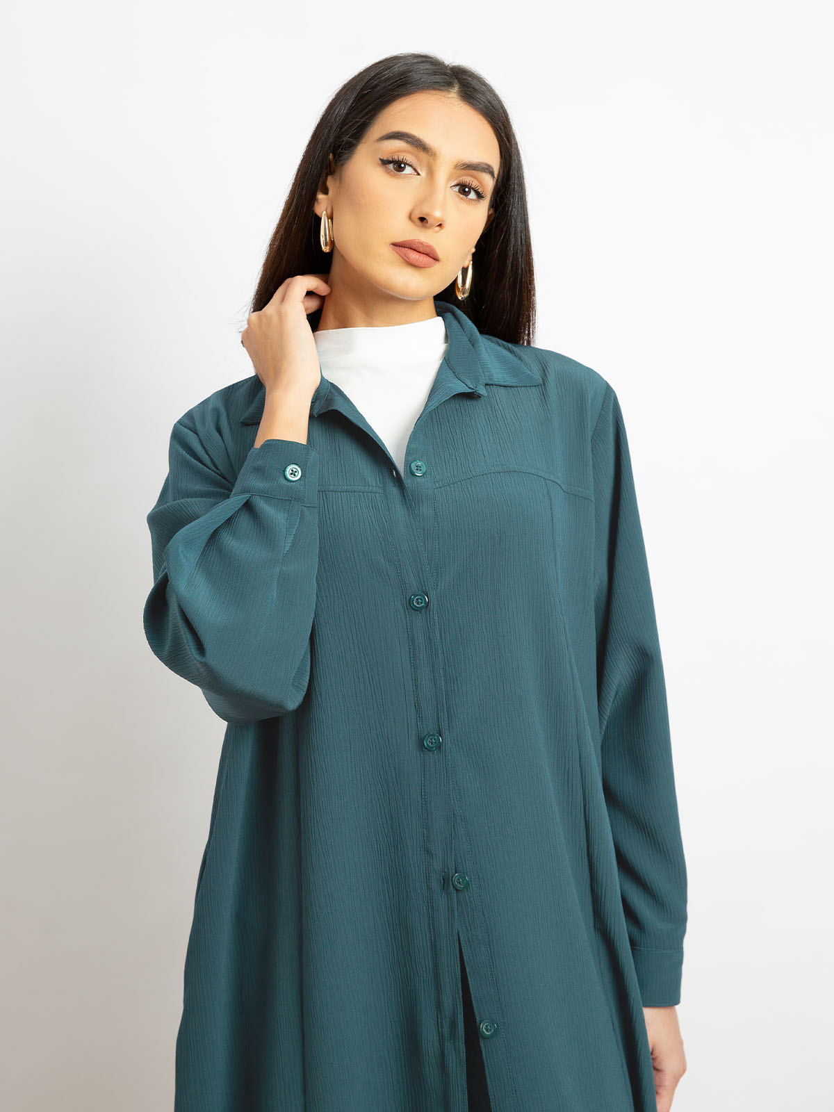 Light Teal Shirt Abaya Without Tarha