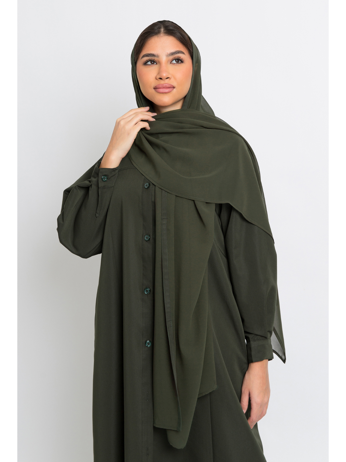 Olive Regular Shirt Abaya