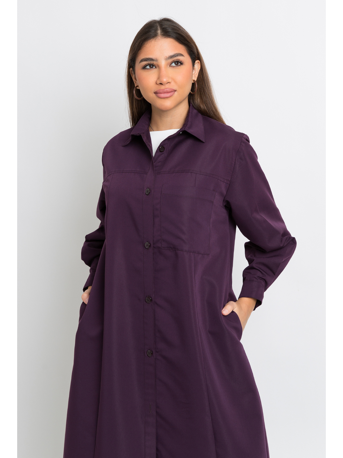 Mauve Regular Shirt Abaya