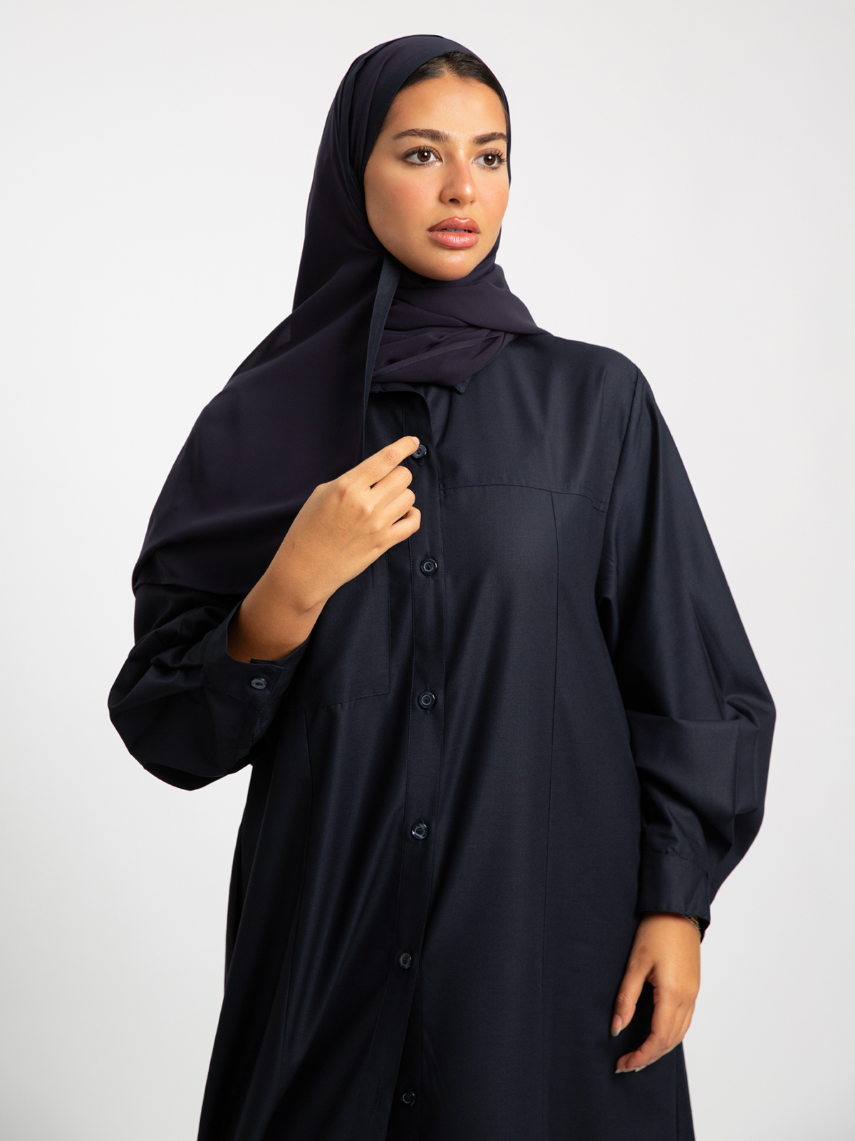 Midnight Navy Shirt Abaya