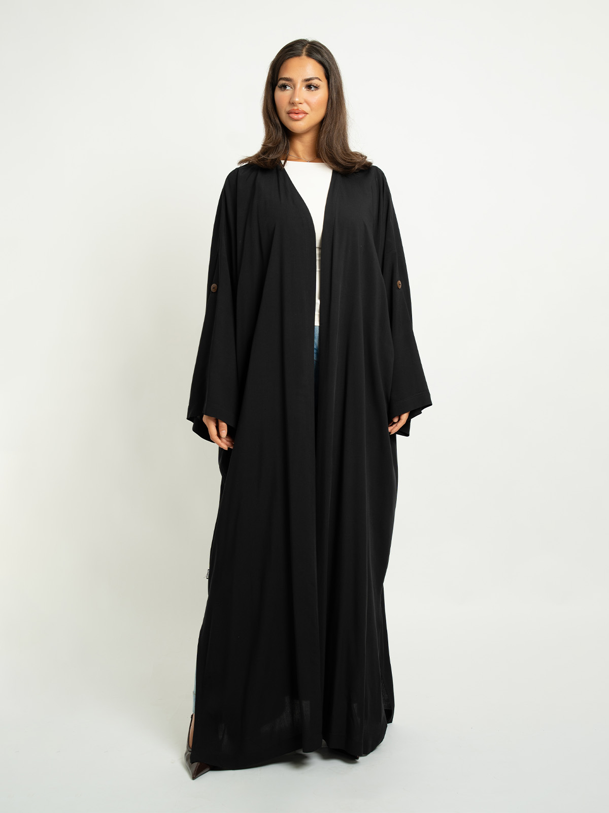 Black boho abaya in high quality rayon fabric by kaafmeem