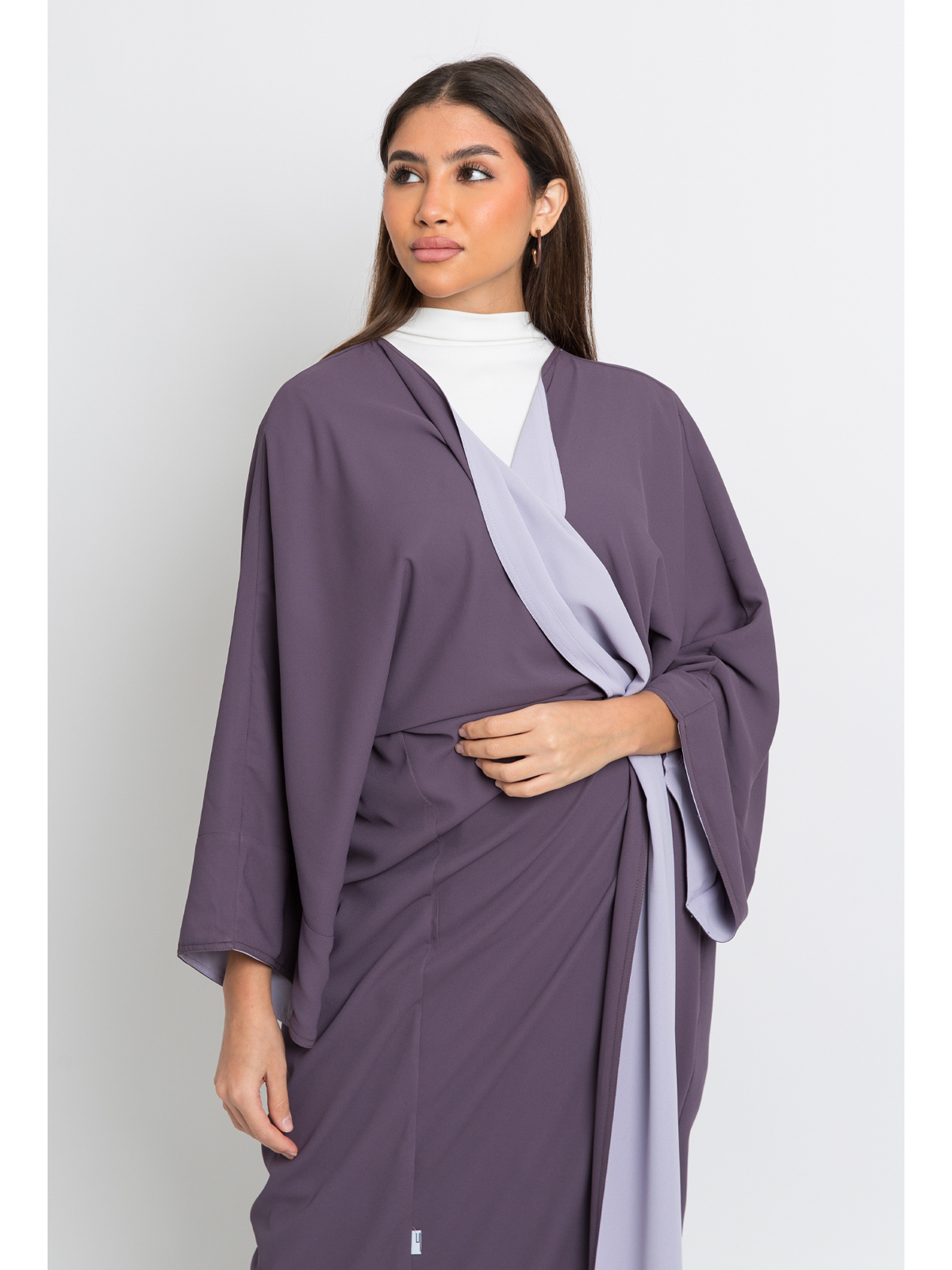 Lavender On Pale Purple Double Flowstyle Abaya