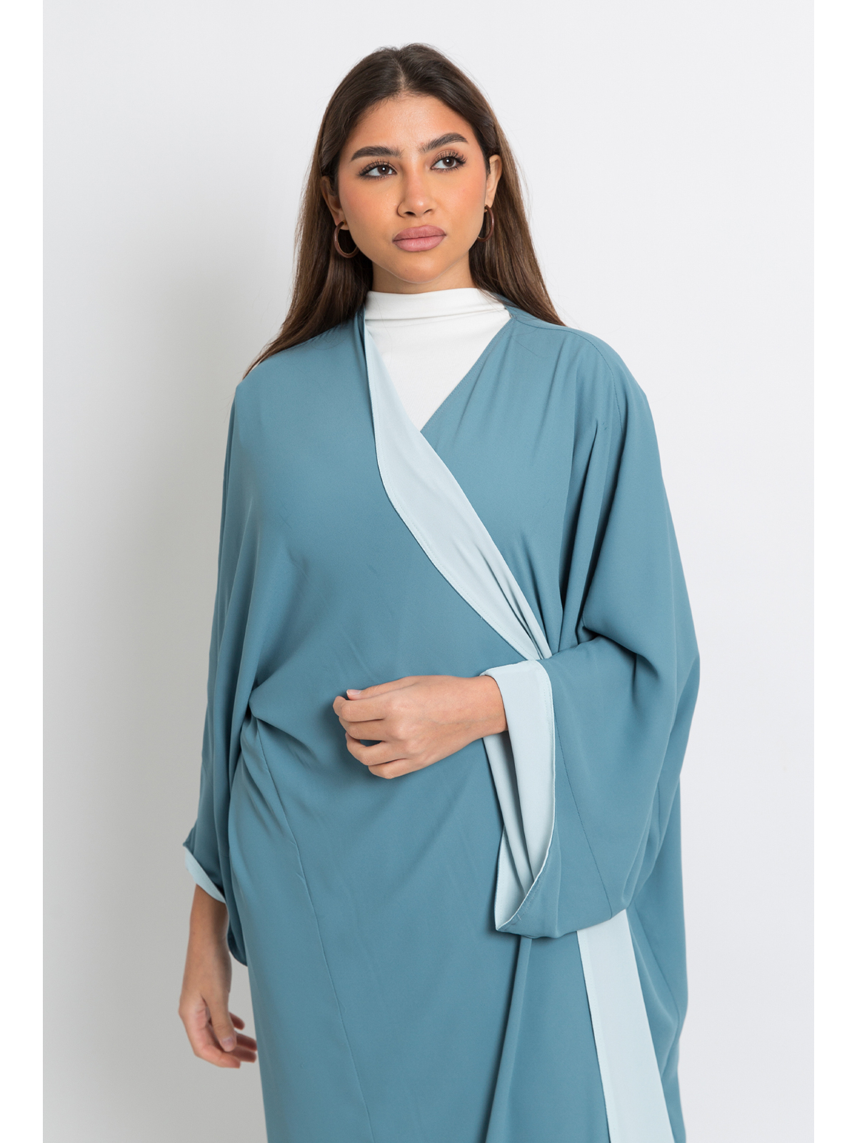 Light Blue On Blue Double Flowstyle Abaya