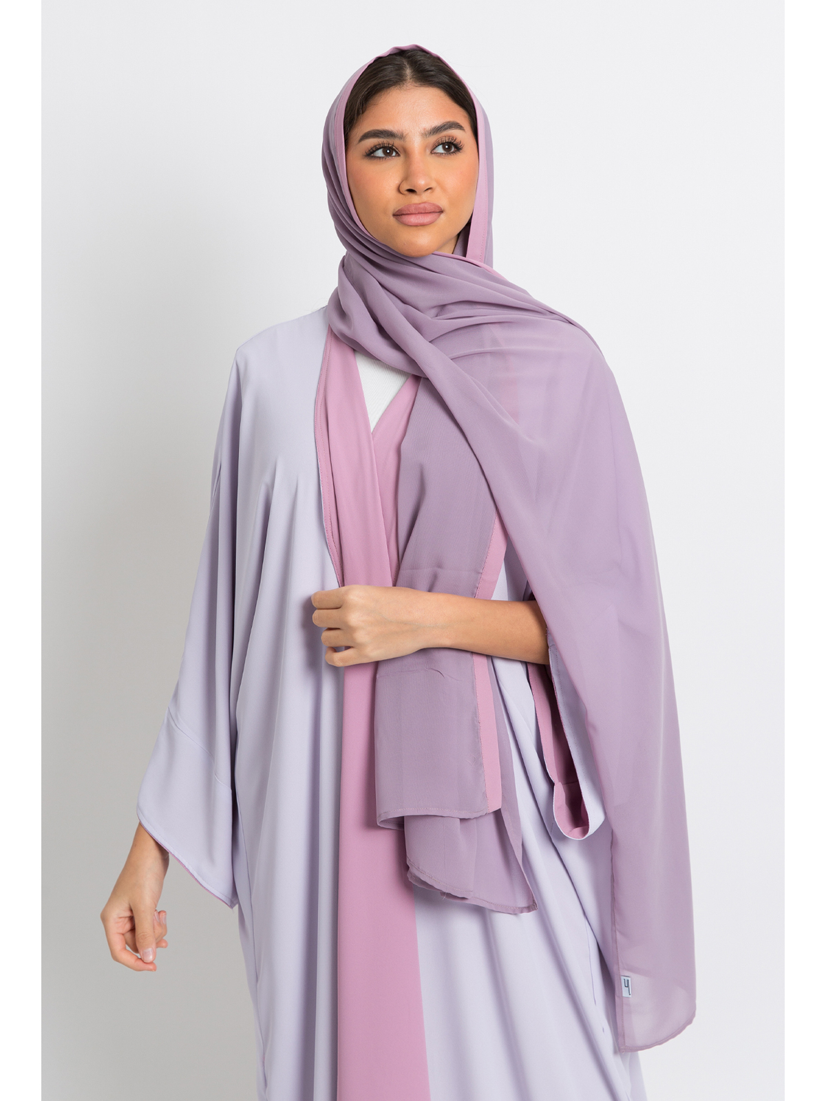 Lavender On Pink Double Flowstyle Abaya