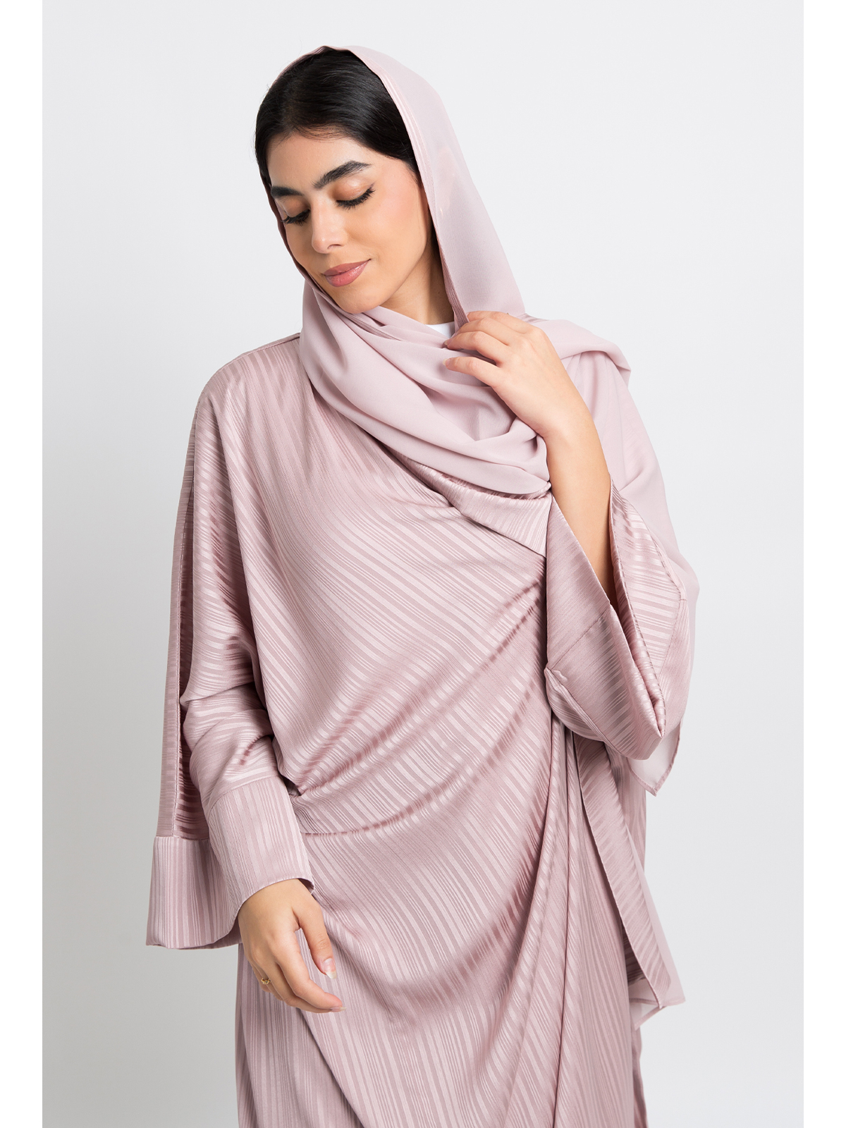 Pink Chiffon Flowstyle Abaya