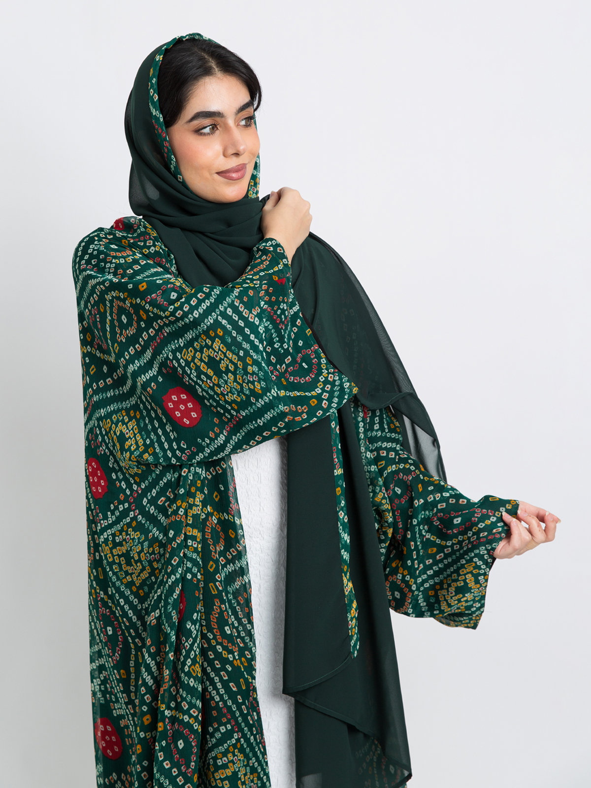 Green & Black Fusion Double Flowstyle Abaya