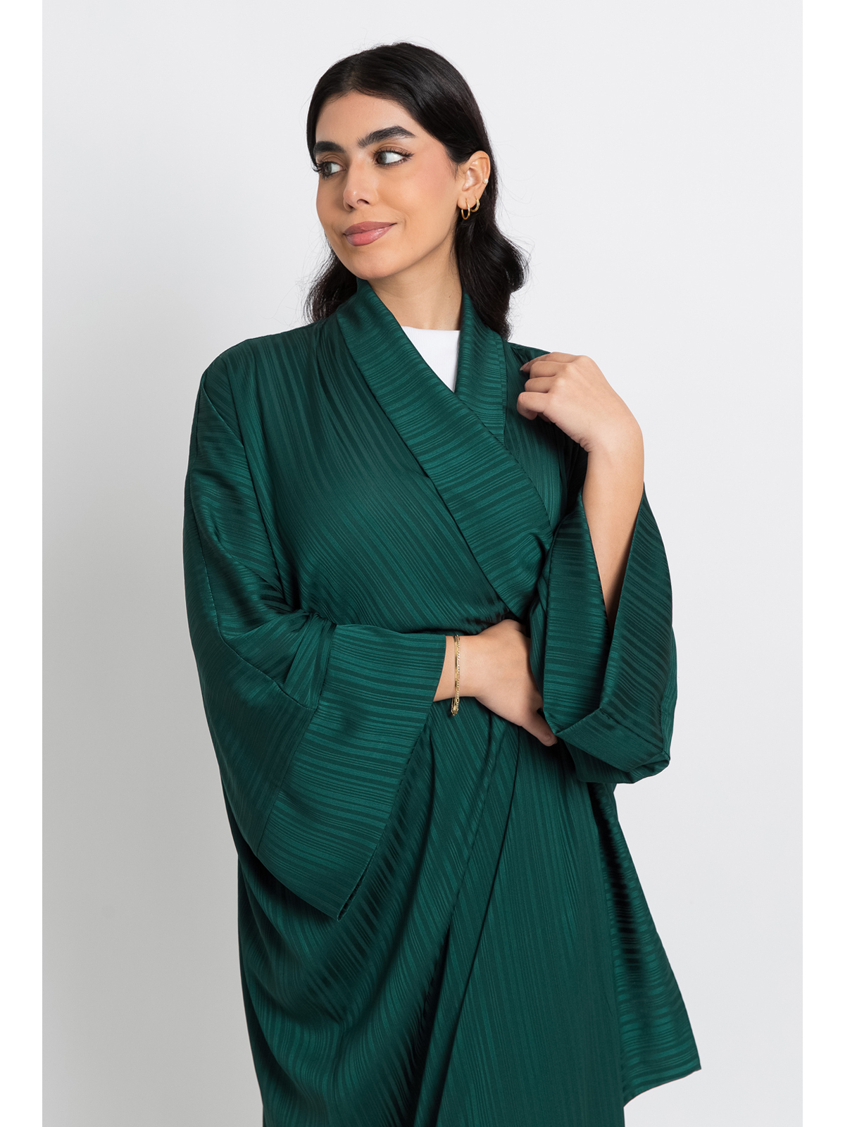 Green Chiffon Flowstyle Abaya