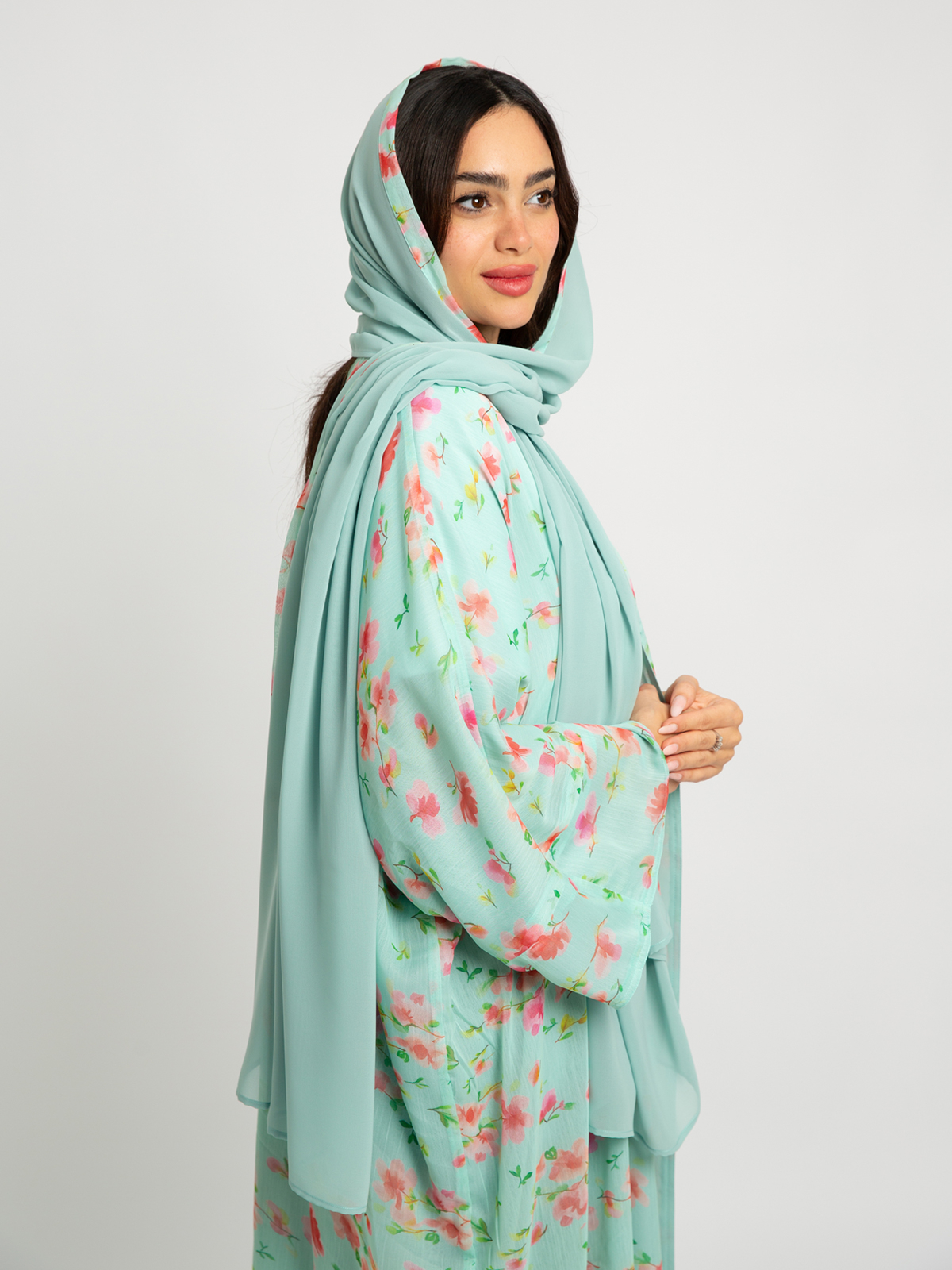 Blush Petals Double Flowstyle Abaya