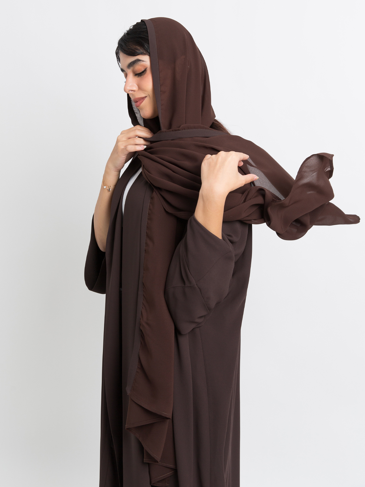 Dark Brown on Dark Brown Flowstyle Abaya