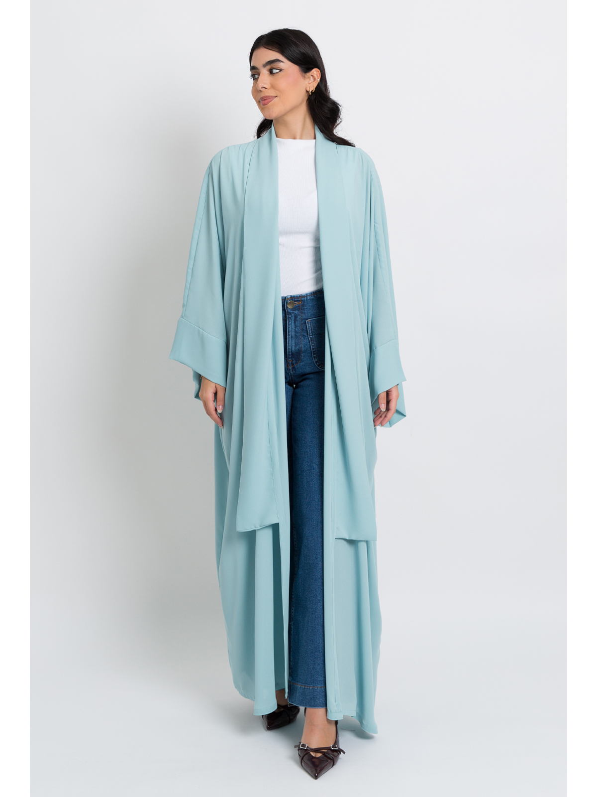 Baby Blue on Baby Blue Flowstyle Abaya