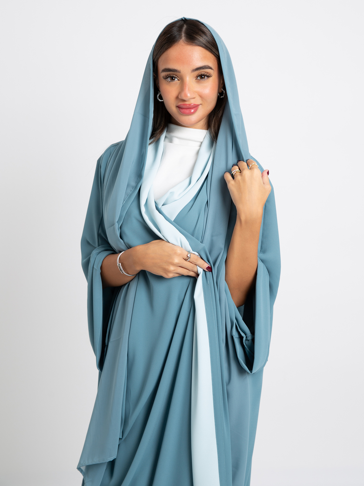 Blue on Sky Flowstyle Abaya