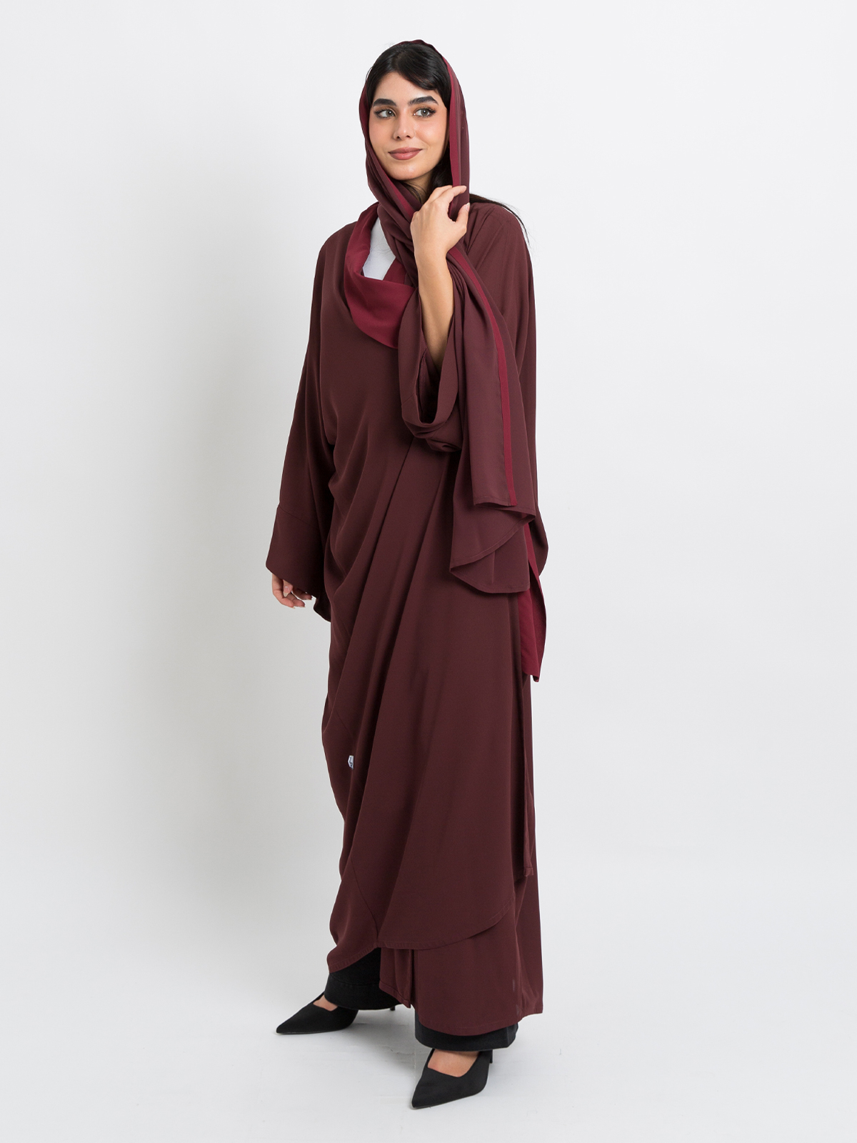 Maroon on Cherry Flowstyle Abaya