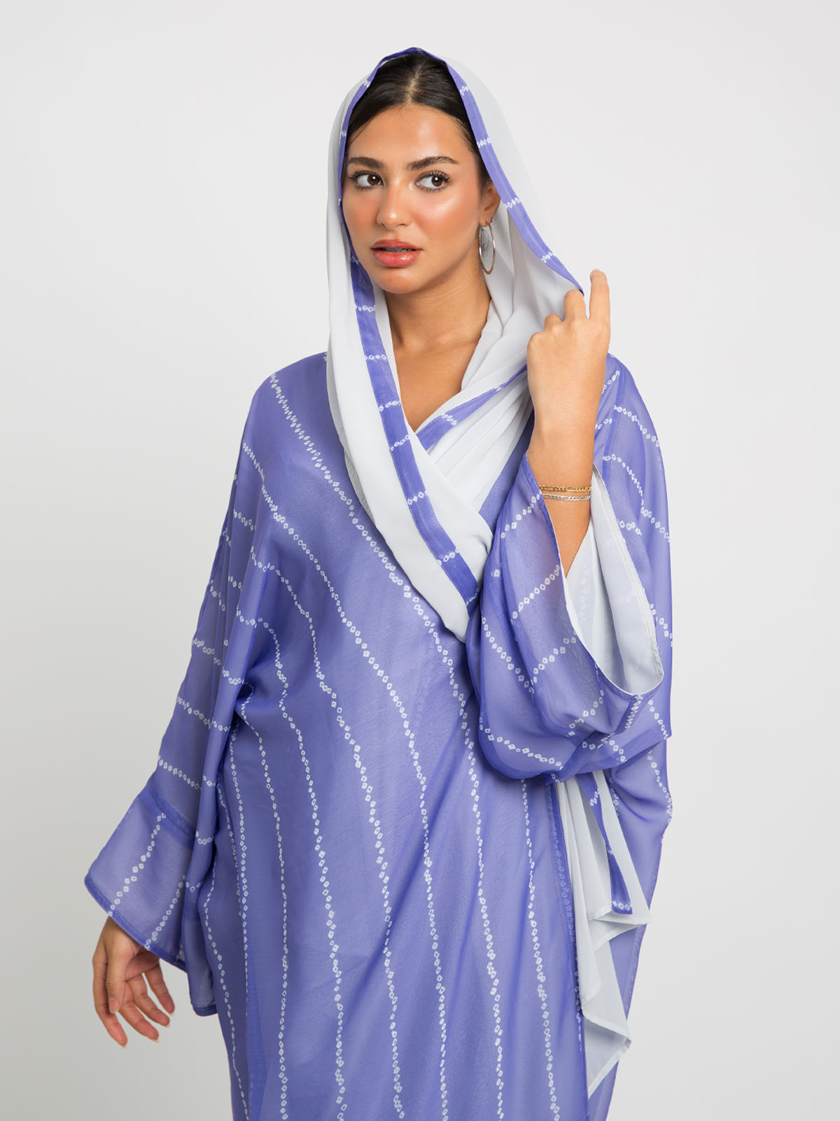 Purple Dots Double Flowstyle Abaya