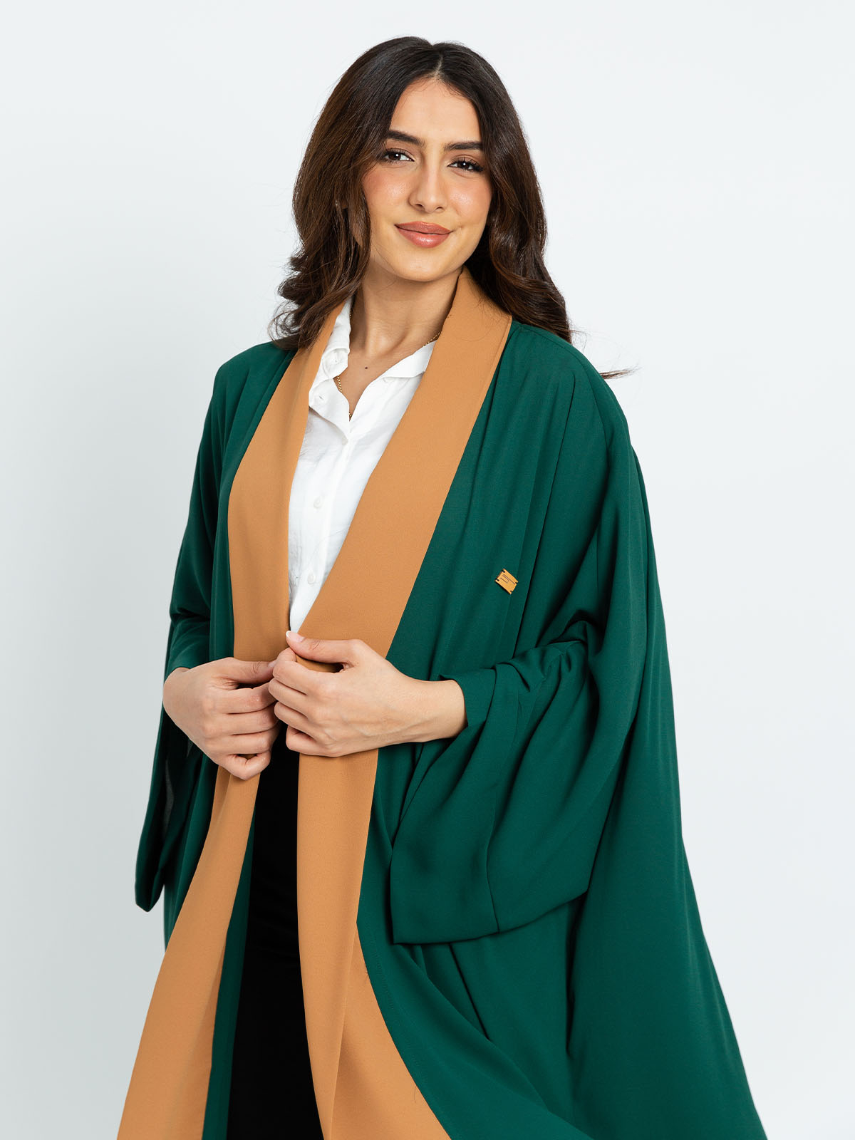 Green with Camel - Flowstyle Abaya