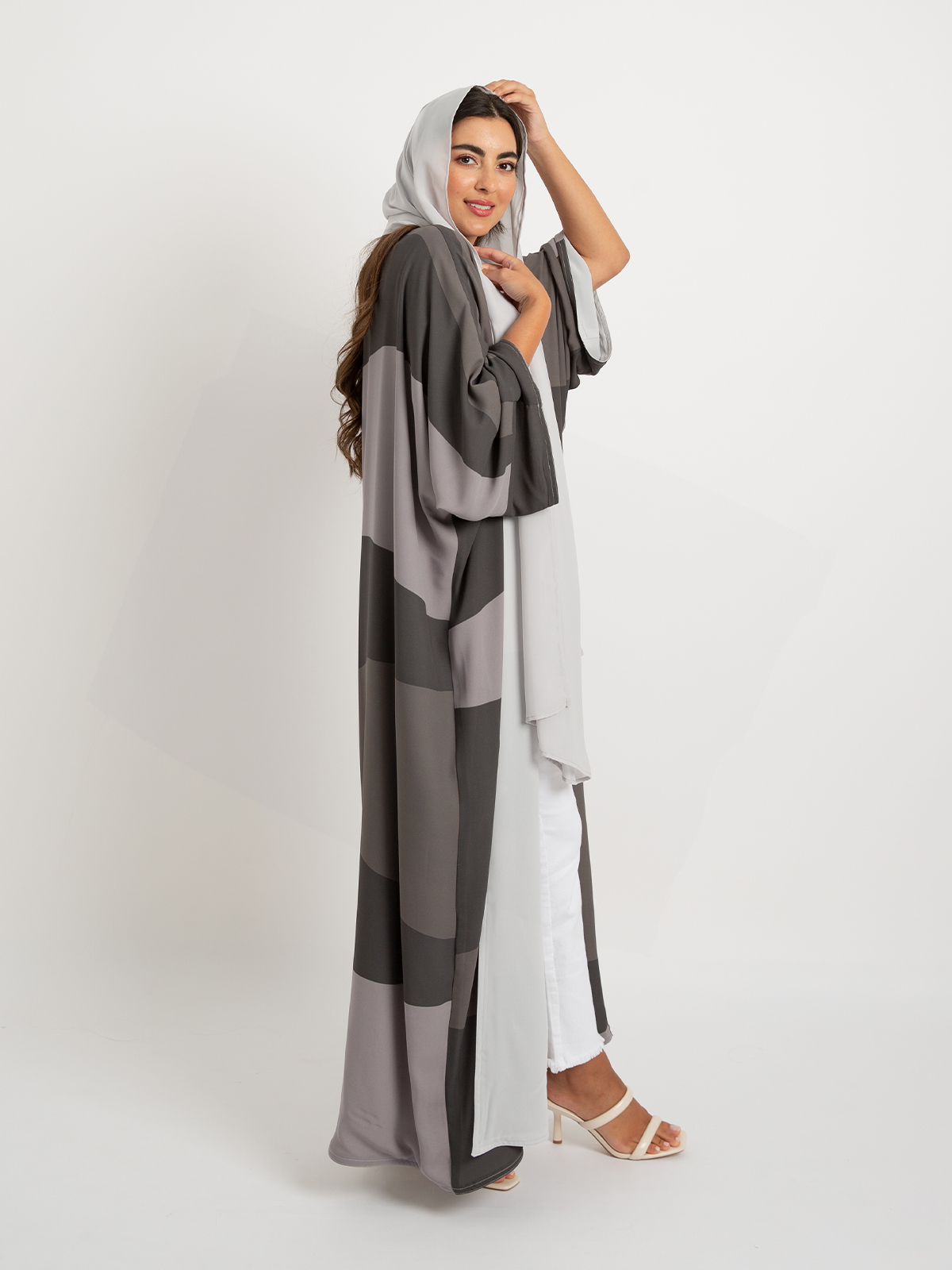 Gray Abstract - Double Flowstyle Abaya