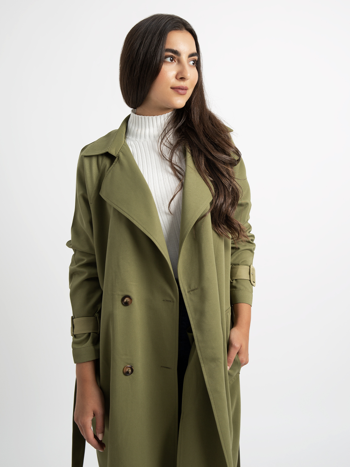 Green trench abaya | classic practical and for travel