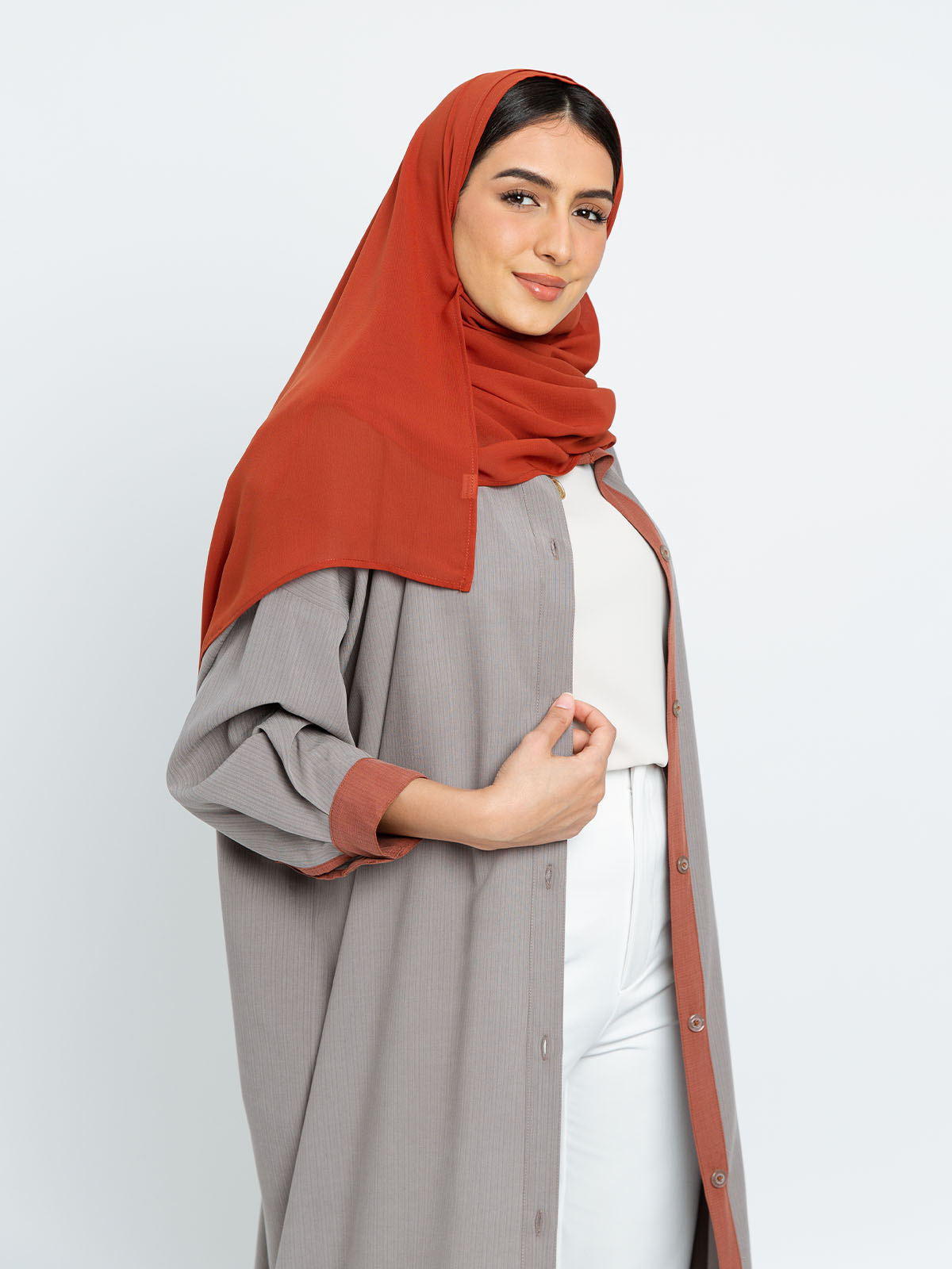 Dark Beige - Wide-Shirt Abaya