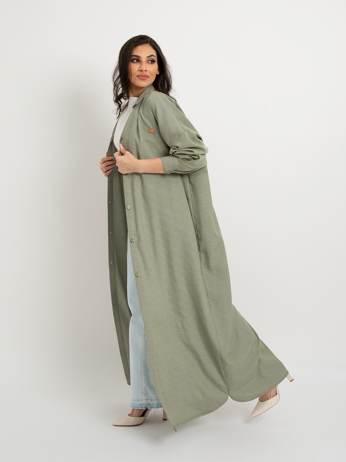 Olive - Wide-Shirt Abaya