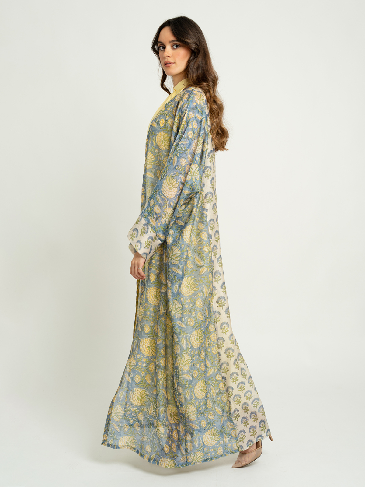 Pale Blue Floral Sky Wide-fit Abaya