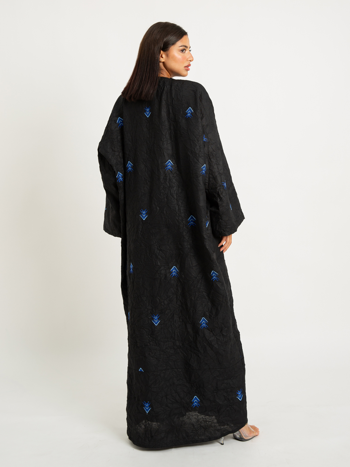 Blue Arrows Black Wide-fit Abaya