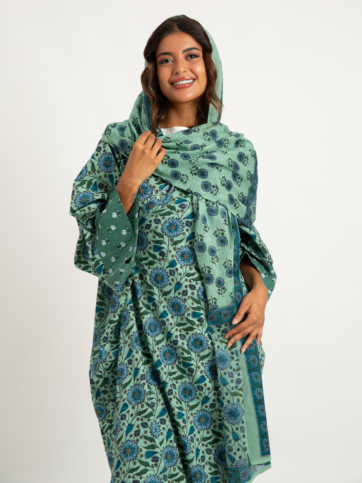 Floral Mint Wide-fit Abaya