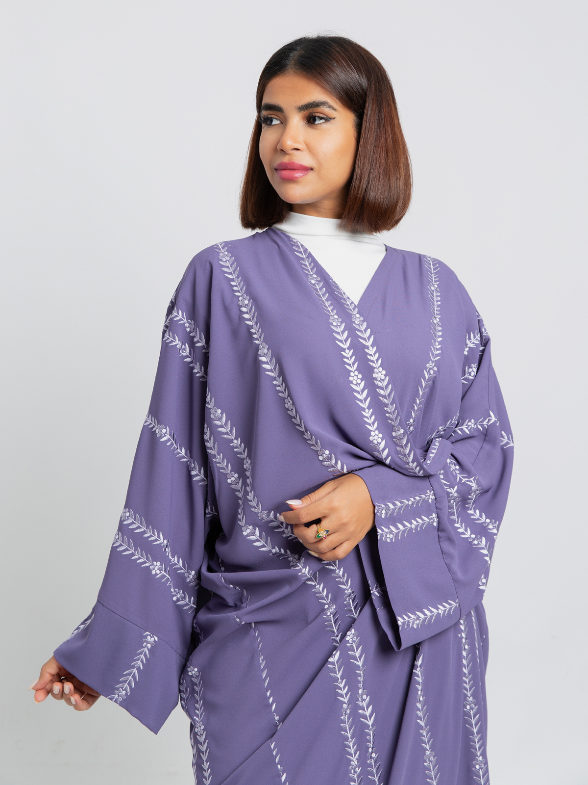 Purple Floral Vines Abaya