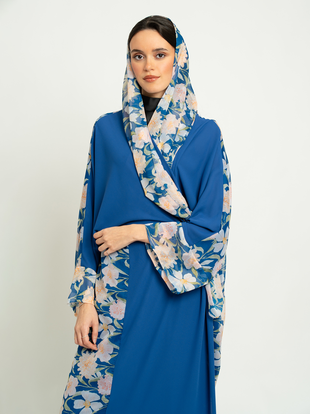 Navy Luna Bloom Wide-fit Abaya