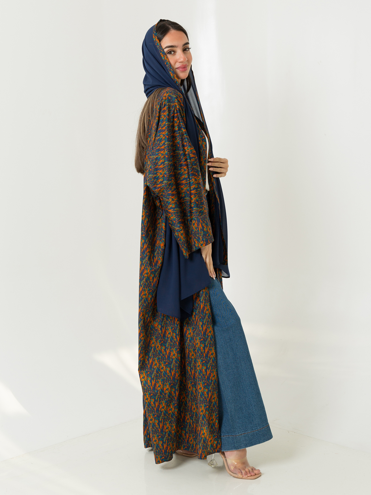 Orange Camouflage Wide-fit Abaya