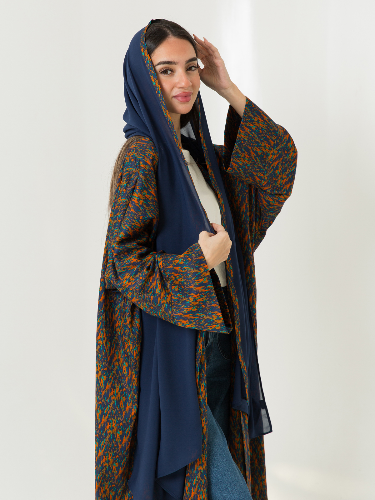 Orange Camouflage Wide-fit Abaya