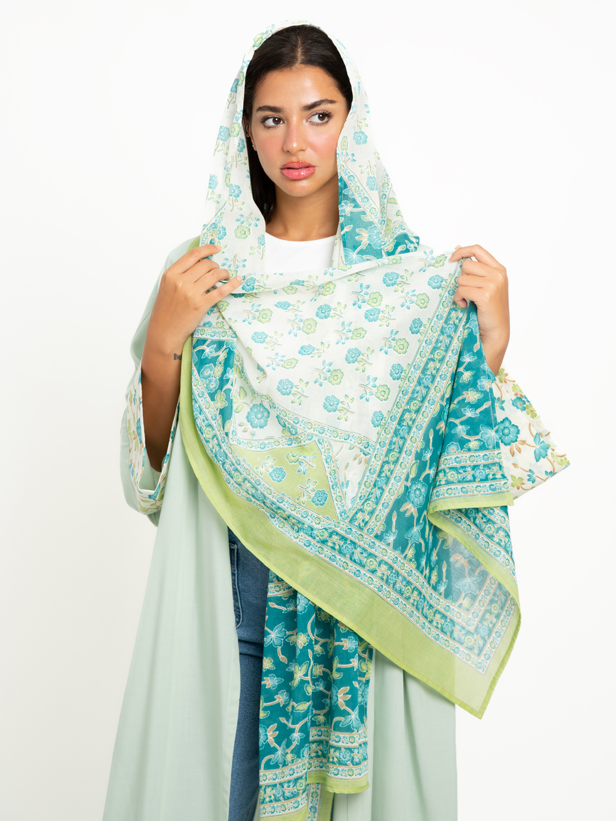 Green Silk Echo Wide-fit Abaya