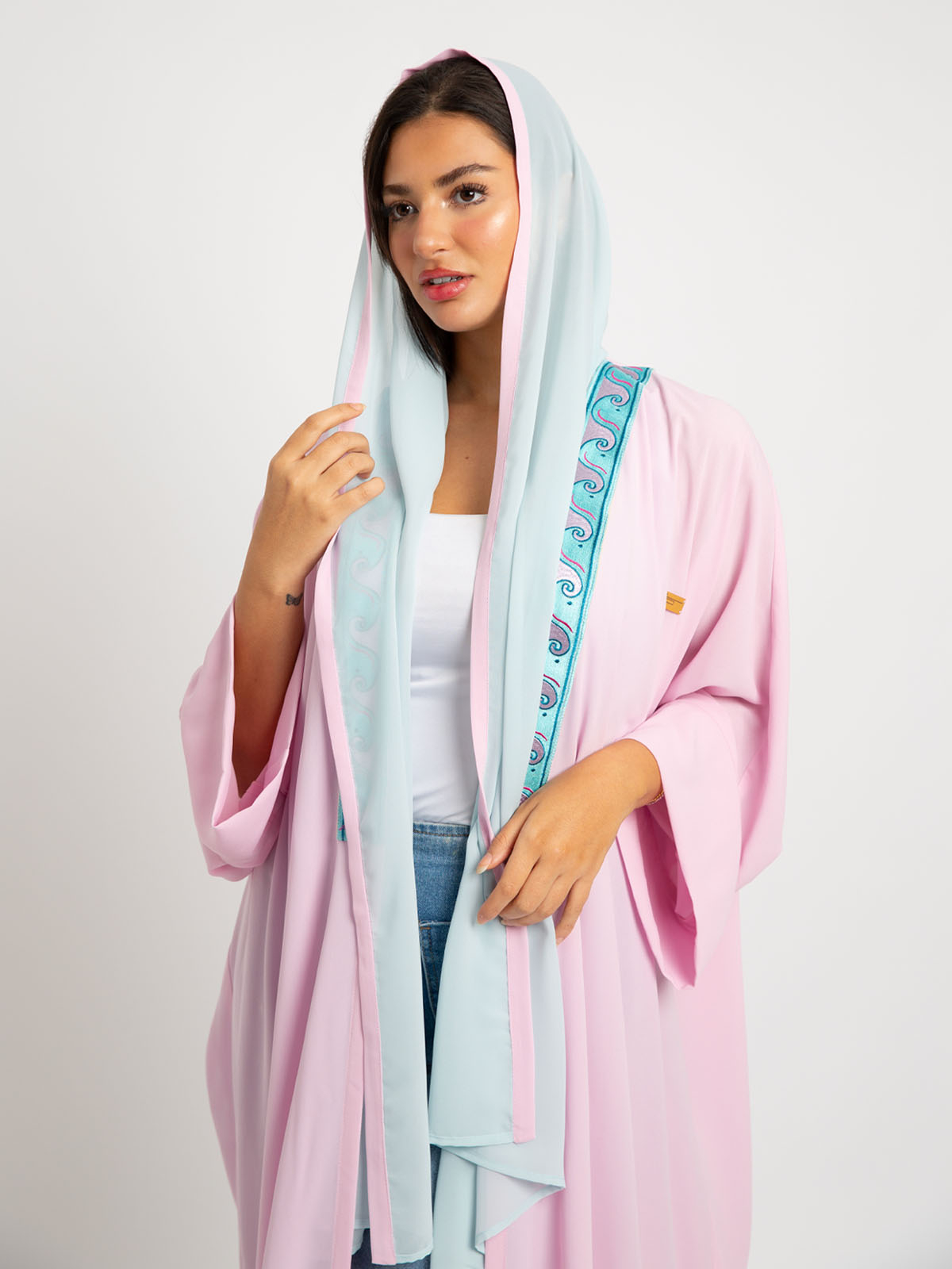 Pink Waves Wide fit Abaya