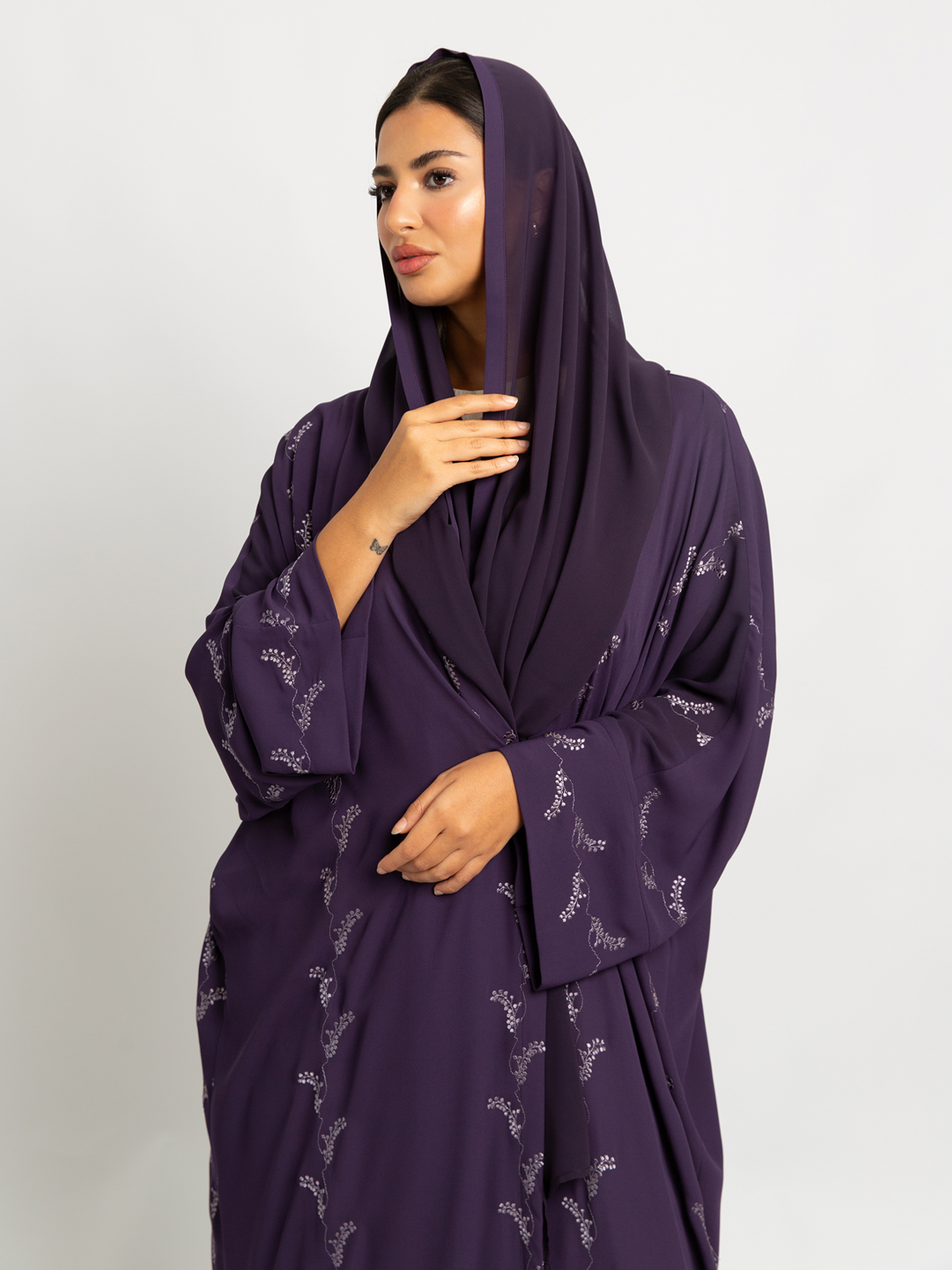 Purple Blooms Wide-fit Abaya