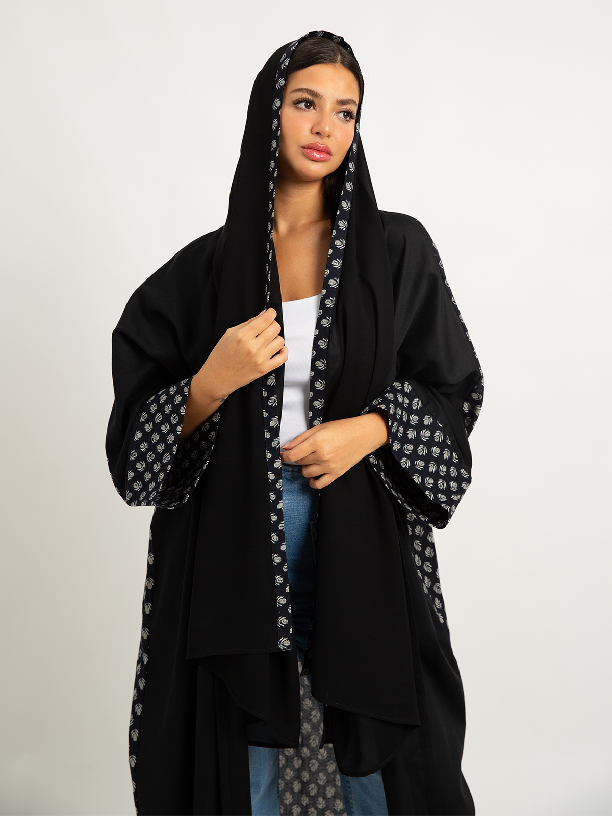 Dark Night Floral Wide-fit Abaya