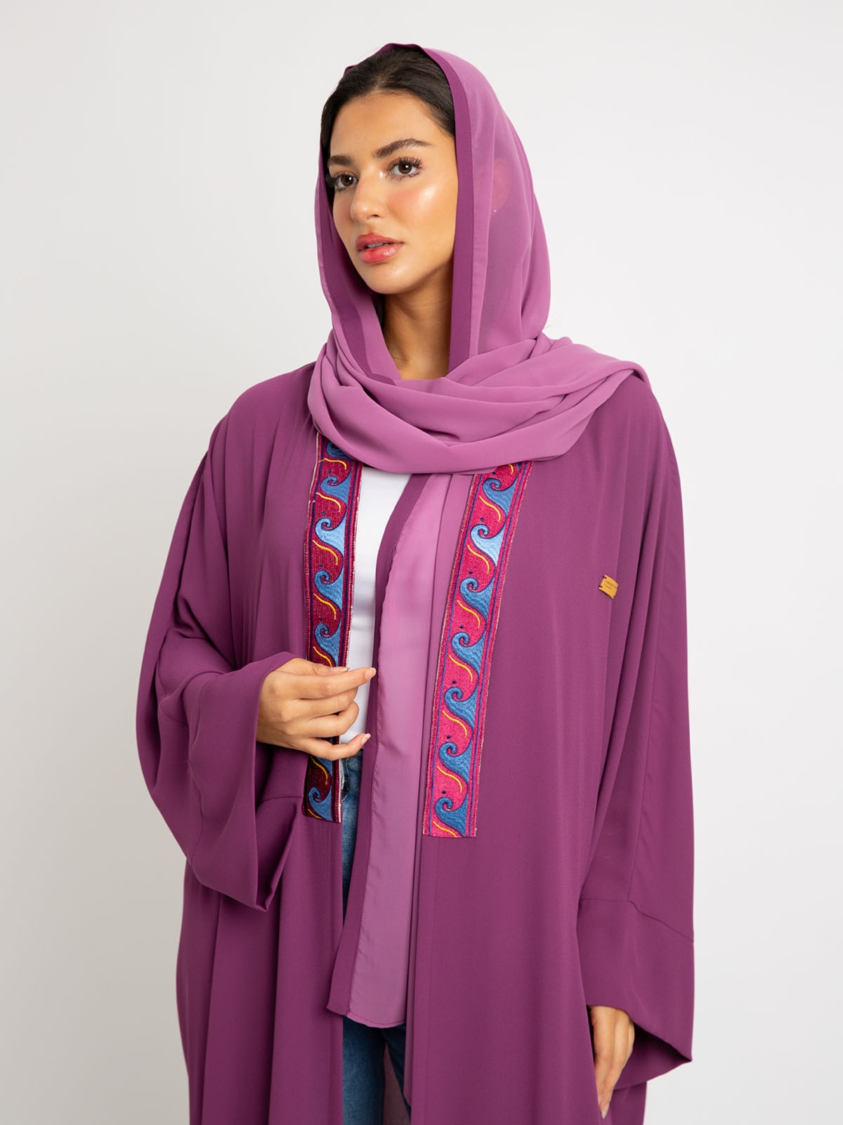 Magenta Waves Wide fit Abaya