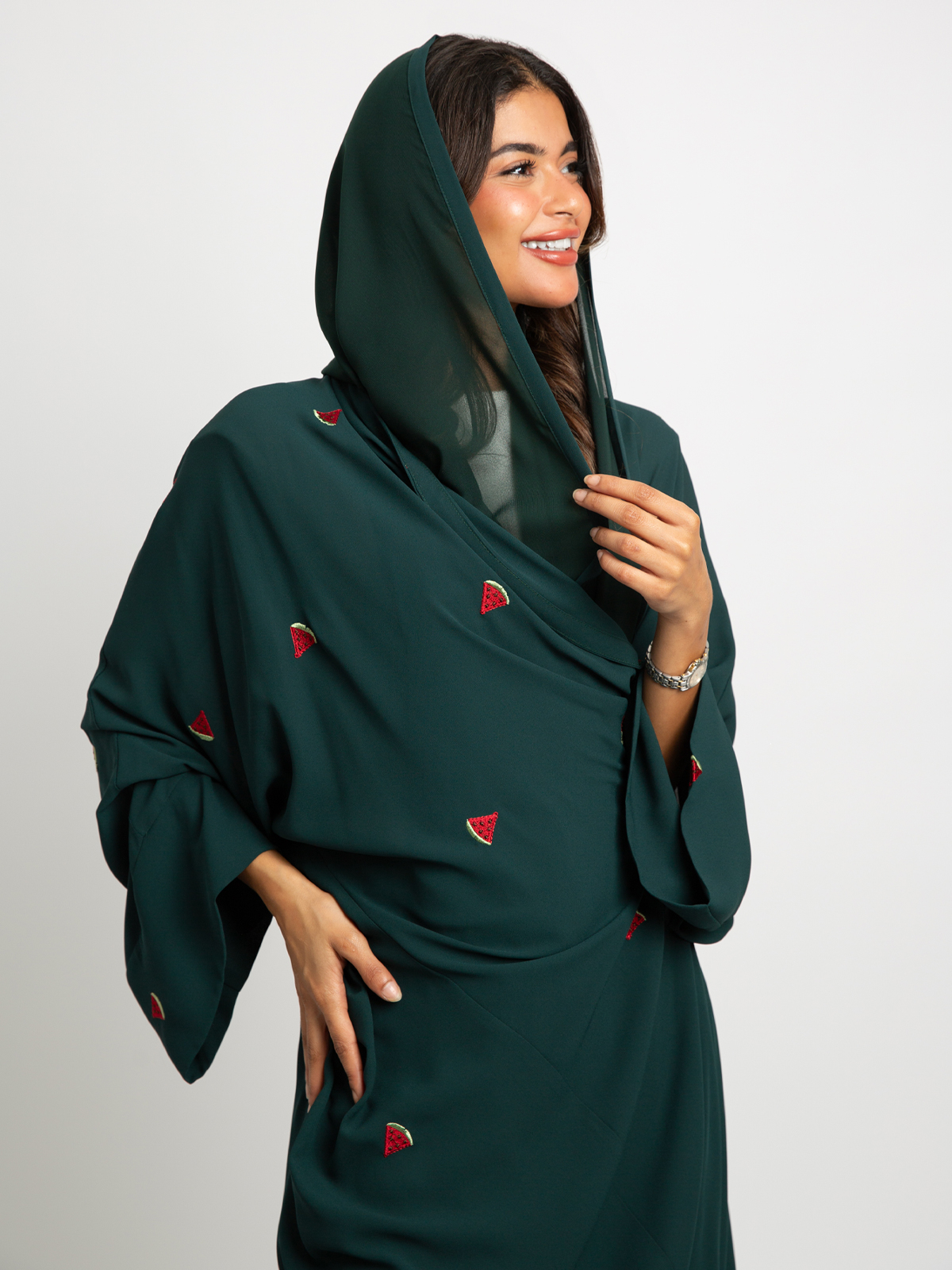 Green Watermelon Burst Wide fit Abaya