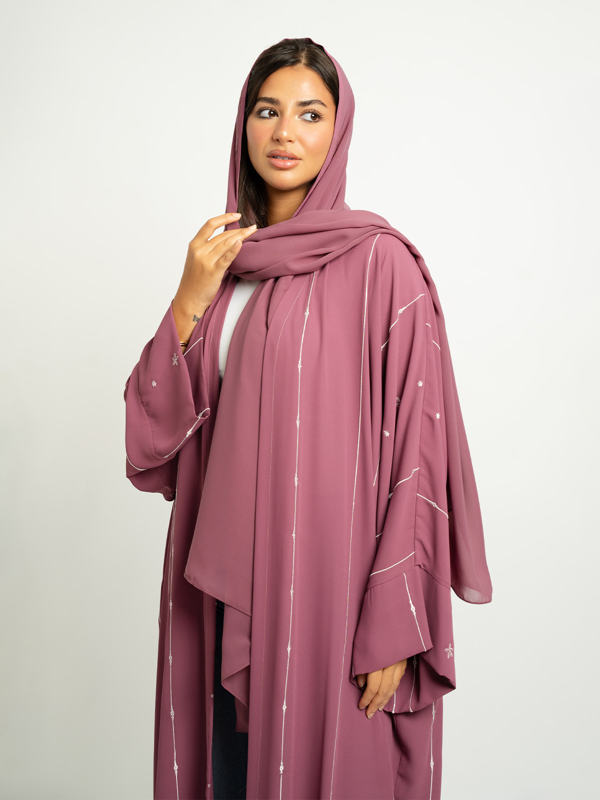 Rose Sea Rhythm Wide-fit Abaya