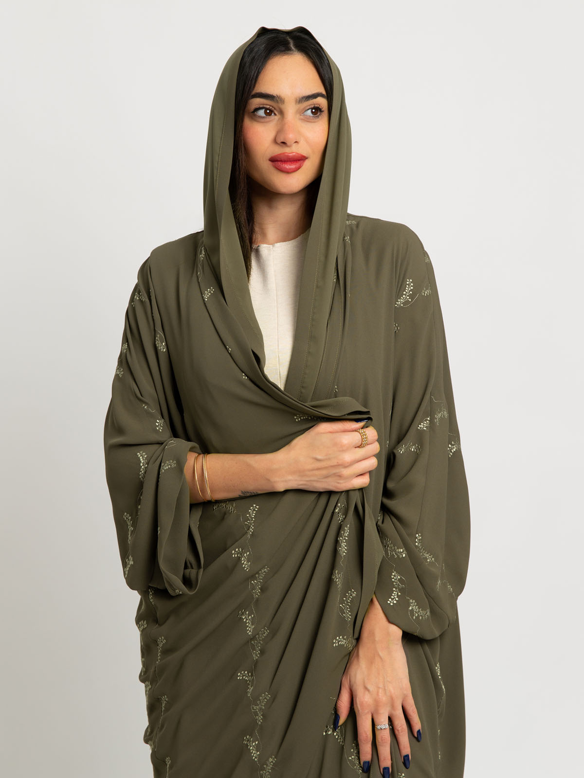 Olive Blooms Wide-fit Abaya