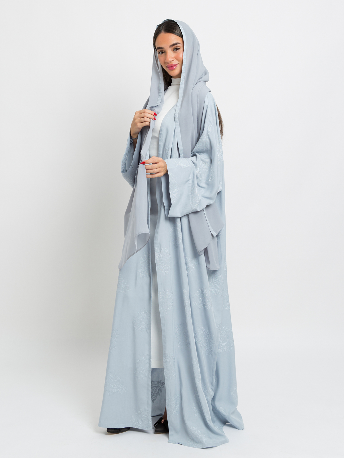 Soft Blue Bandana Threads Abaya