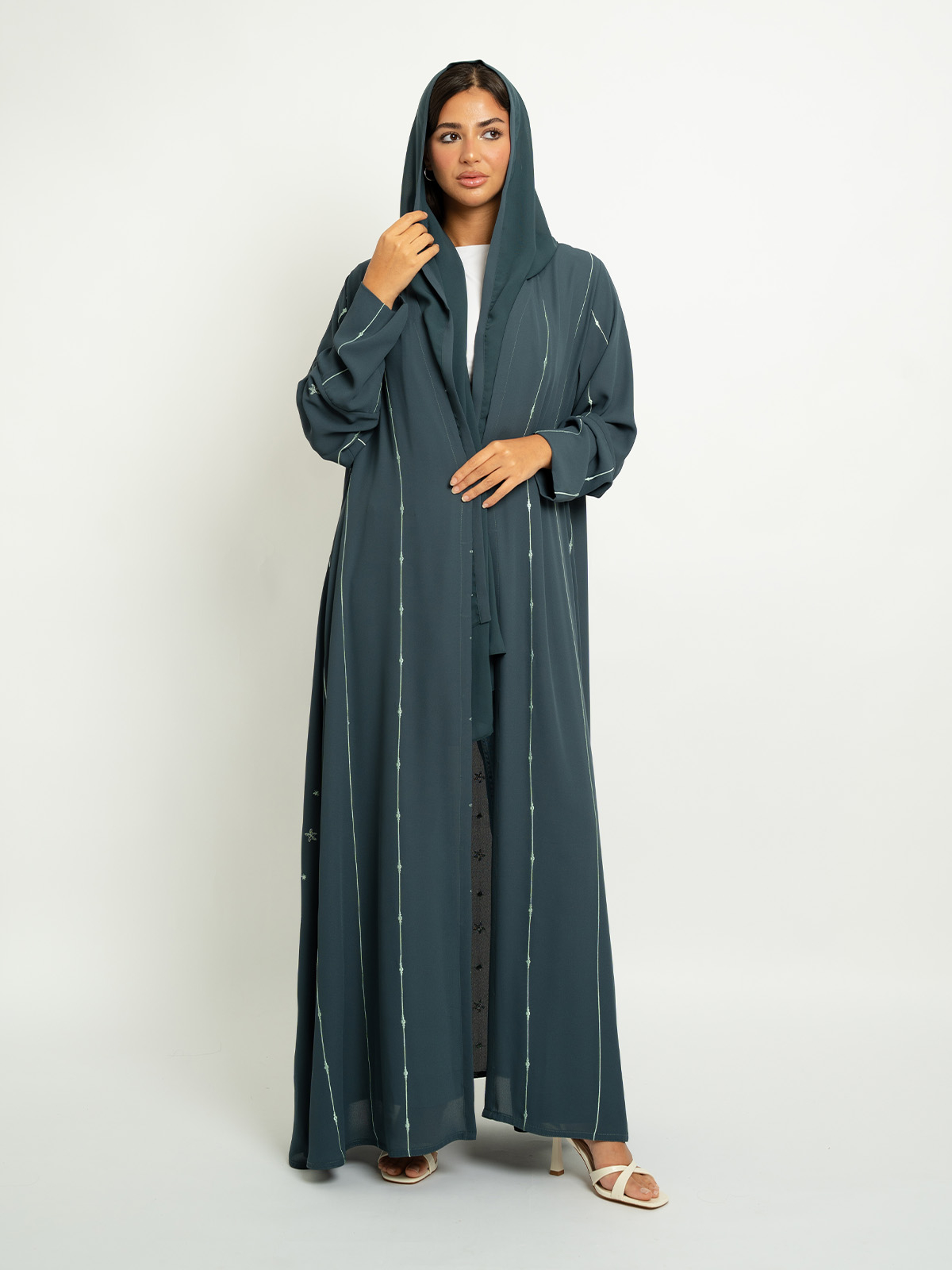 Dim Olive Sea Rhythm A-Cut Abaya