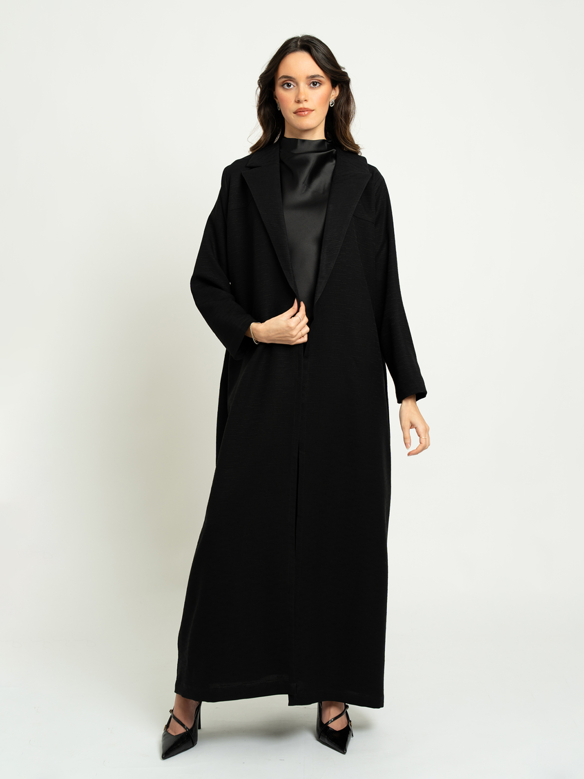 Black Striped Suit Abaya Without Tarha