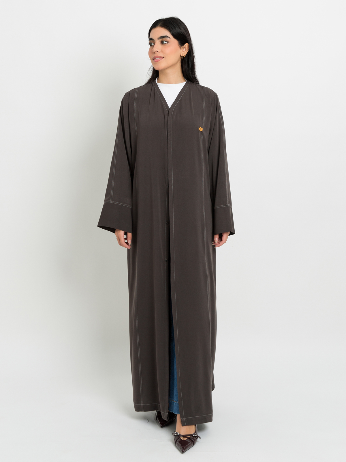 Abstract Gray Closed Practical Abaya