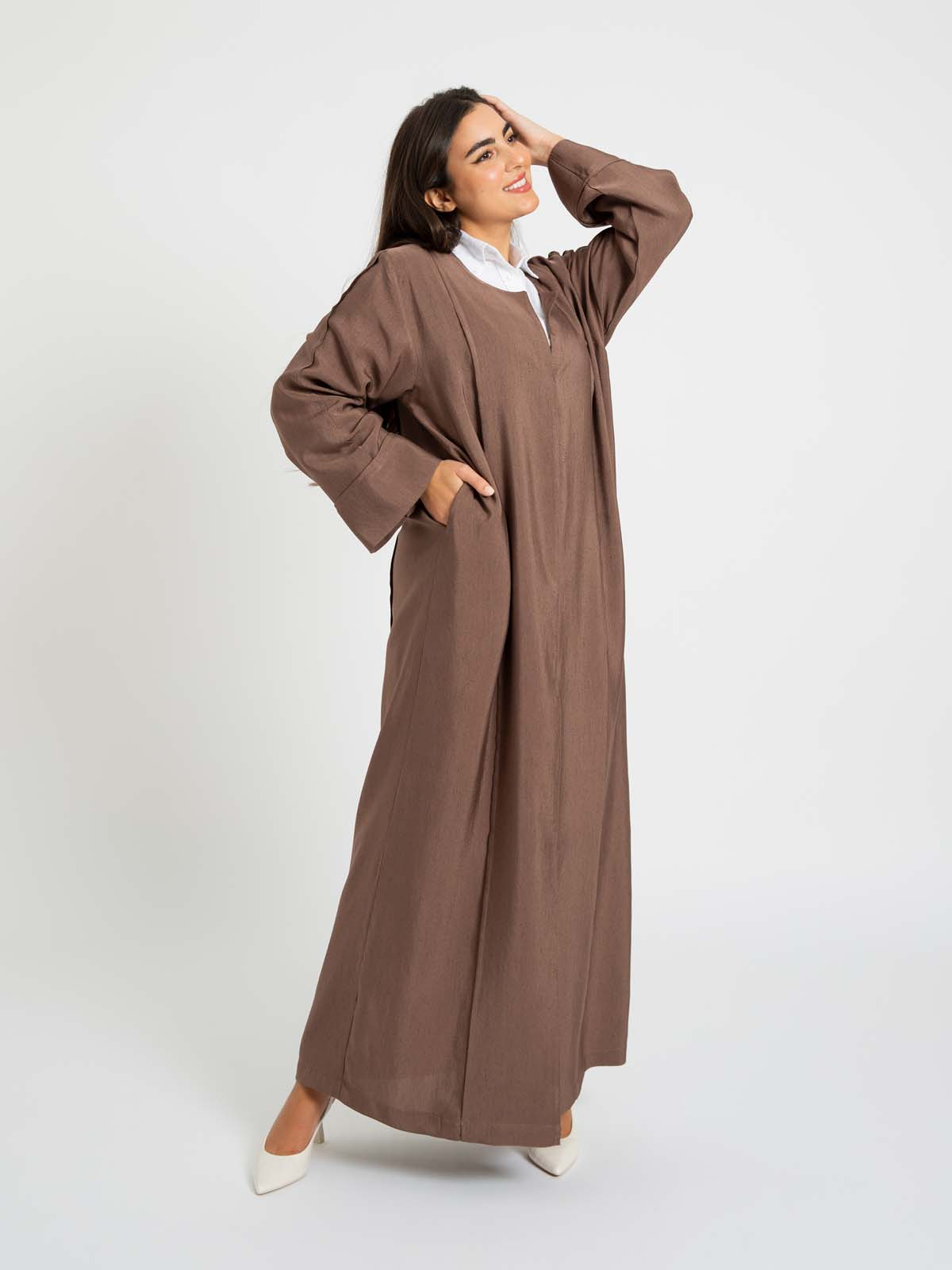 Brown - Salona Closed Practical Abaya