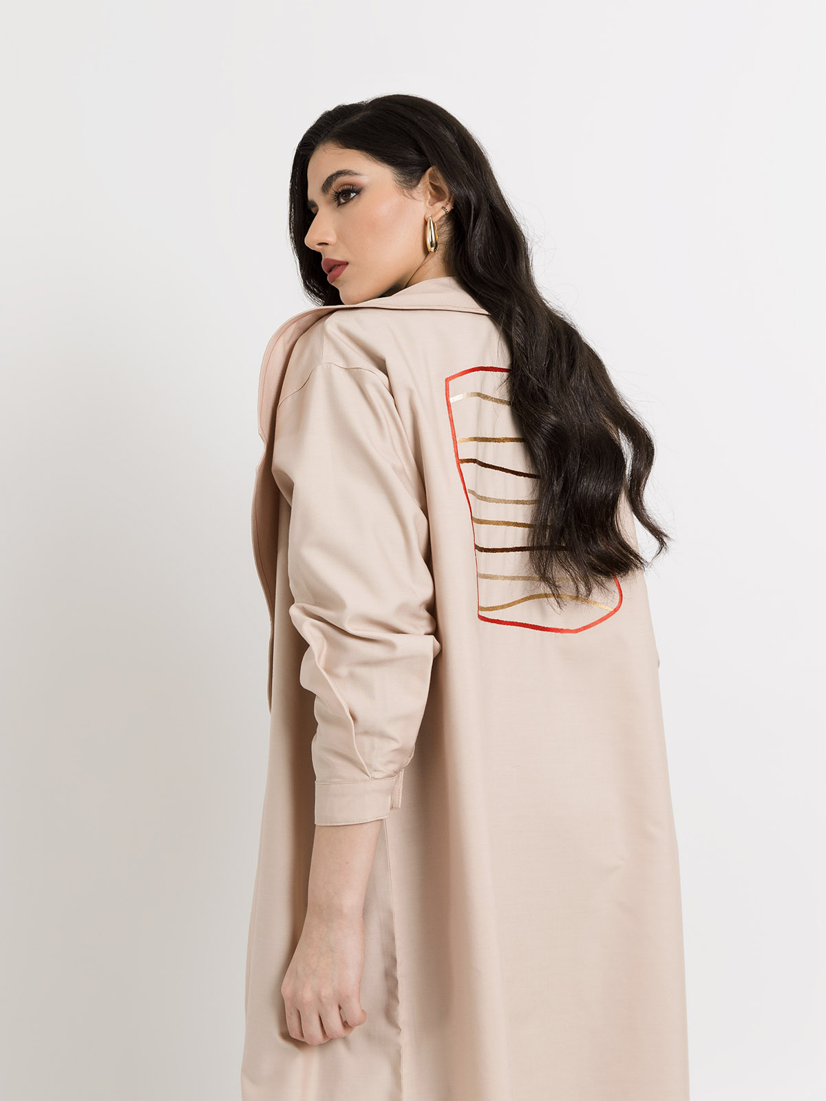 Qemmah - Beige Light Coat with Uloo Embroidery