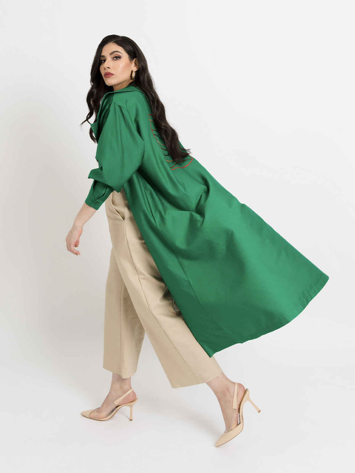 Majd - Green Light Coat with Uloo Embroidery