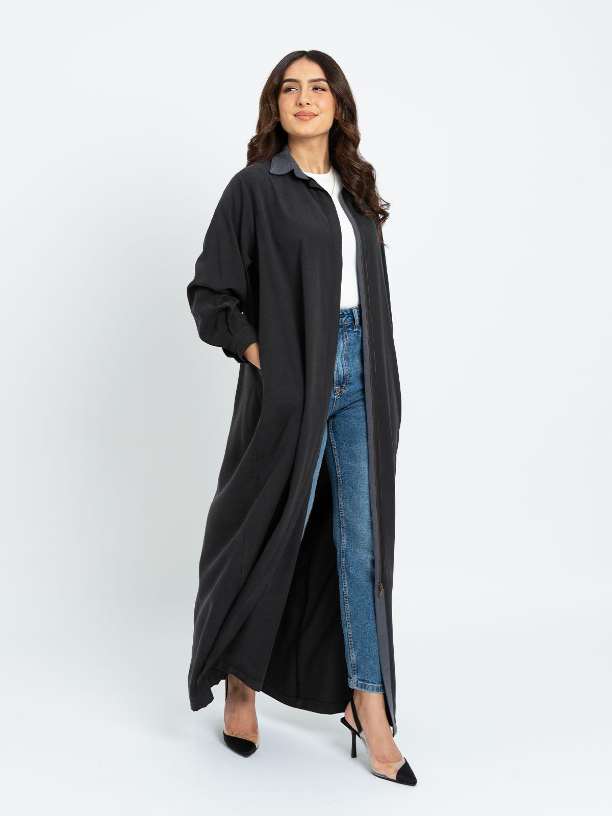 Charcoal Black - ZipShirt Abaya